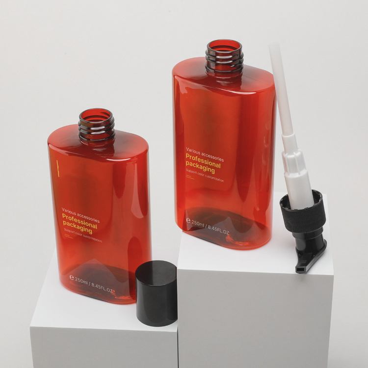 250ml Biodegradable Square Body Wash Shower Gel Pump Bottle Plastic Custom Shampoo Bottle Packaging with Logo