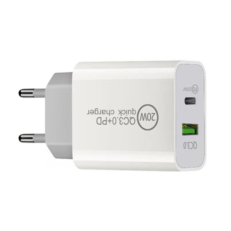 Wholesale QC3.0 Dual Port USB Fast Wall Charger 20W Type C Universal Travel Chargers & Adapters for All Phones