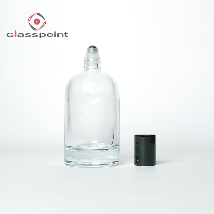 Empty Essential Oil Roller Bottle Leaf-Pattern Glass Roll on Perfume Bottle