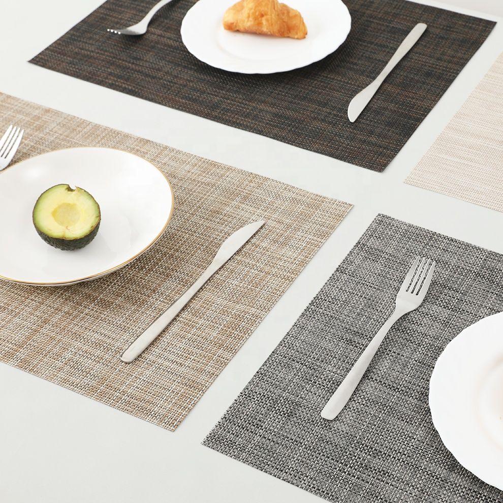 Heat Resistant Non-Slip Placemats for Dining Table Washable Vinyl Woven Place Mat PVC Table Mats Sets