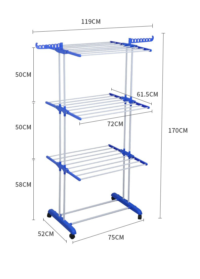 Home Decor Plastic Clothes Rack Bedroom Drying Rack Foldable
