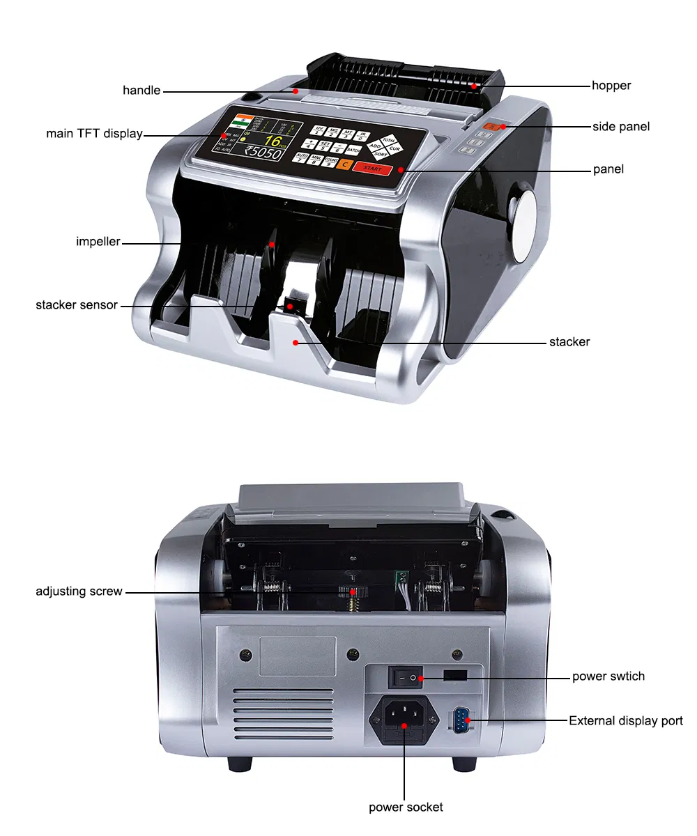 Al-6600t Mix Value Show Detail Denomination Counter Note Counting Machine