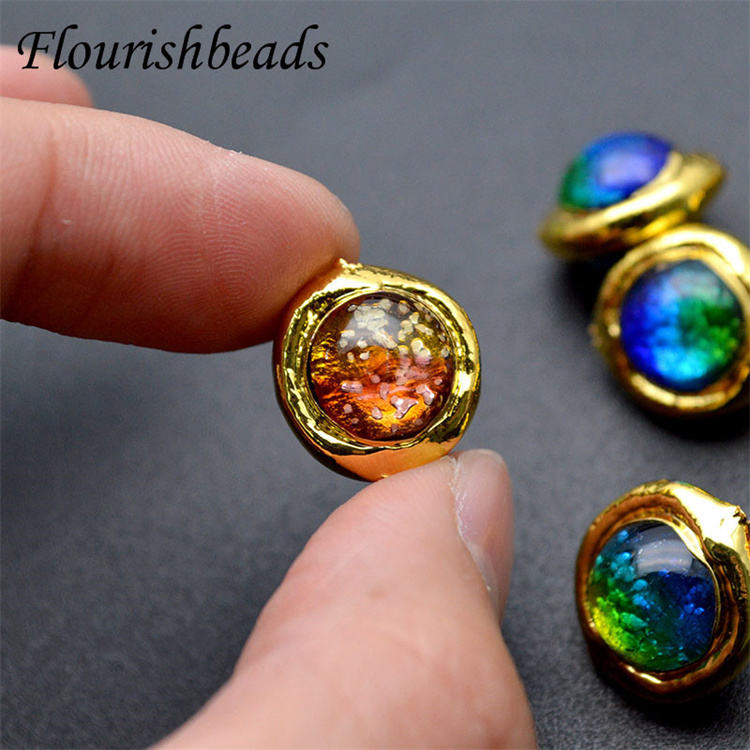 Wholesale 18K Gold Plated Various Colors Round Shape Glass Quartz Loose Beads