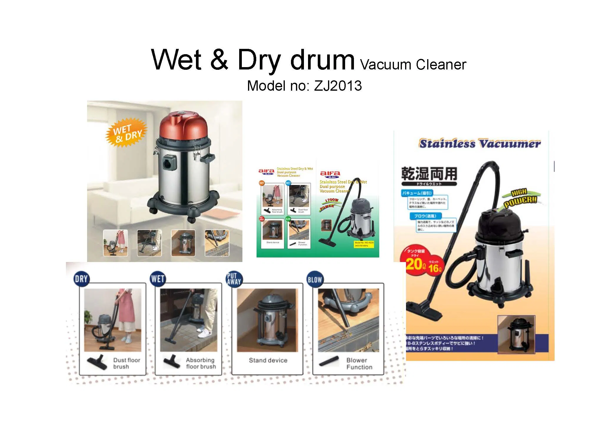 16/20/25/30L Stainless Steel Tank Wet Dry Water Dust Vacuum Cleaner with Blow Function Use for Home and Hotel