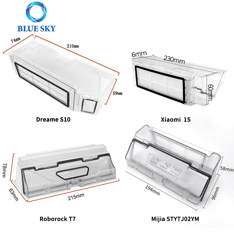 Robot Vacuum Cleaner Dust Bin Box Spare Parts for Roborock T7 T7s T8 Xiaomi S5 S50 S6 Mijia 1c G1 Stytj02ym Dreame W10 S10