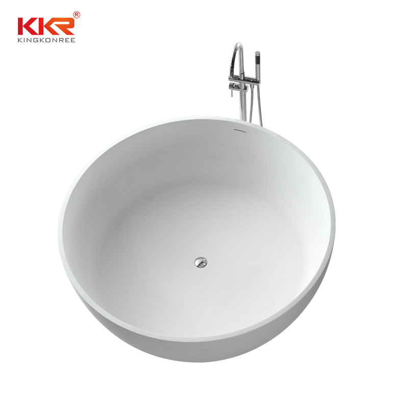 Угловая ванна из искусственного камня с полкой