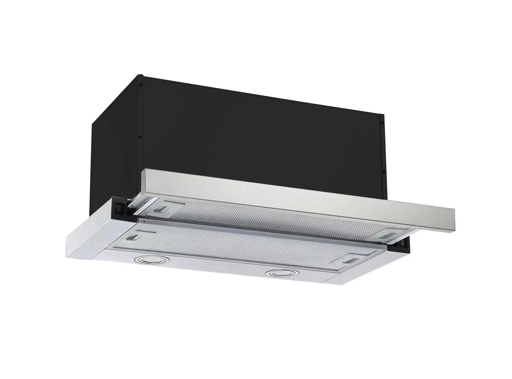 60/70/90cm High Quality Low Price Pull out Black Range Hood Extractor Under Cabinet Slide out America Range Hood