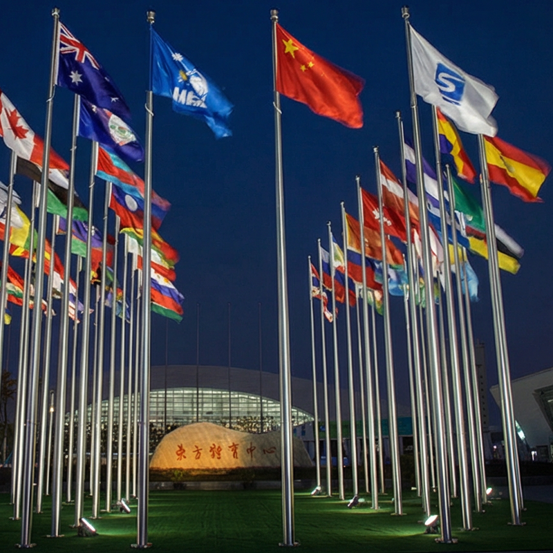 Factory Selling Aluminium Steel Flag Pole Electric Conical Automatic Remote Controlled Telescopic Outdoor Flagpoles