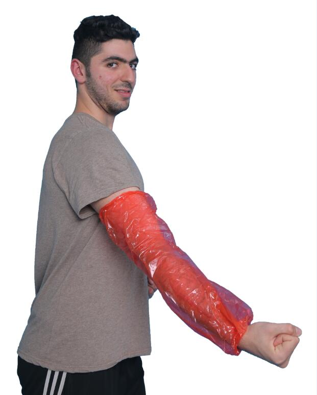 Disposable Red Sleeve Cover PE Plastic Arm Cover Waterproof Oversleeves 22*46cm or Customized