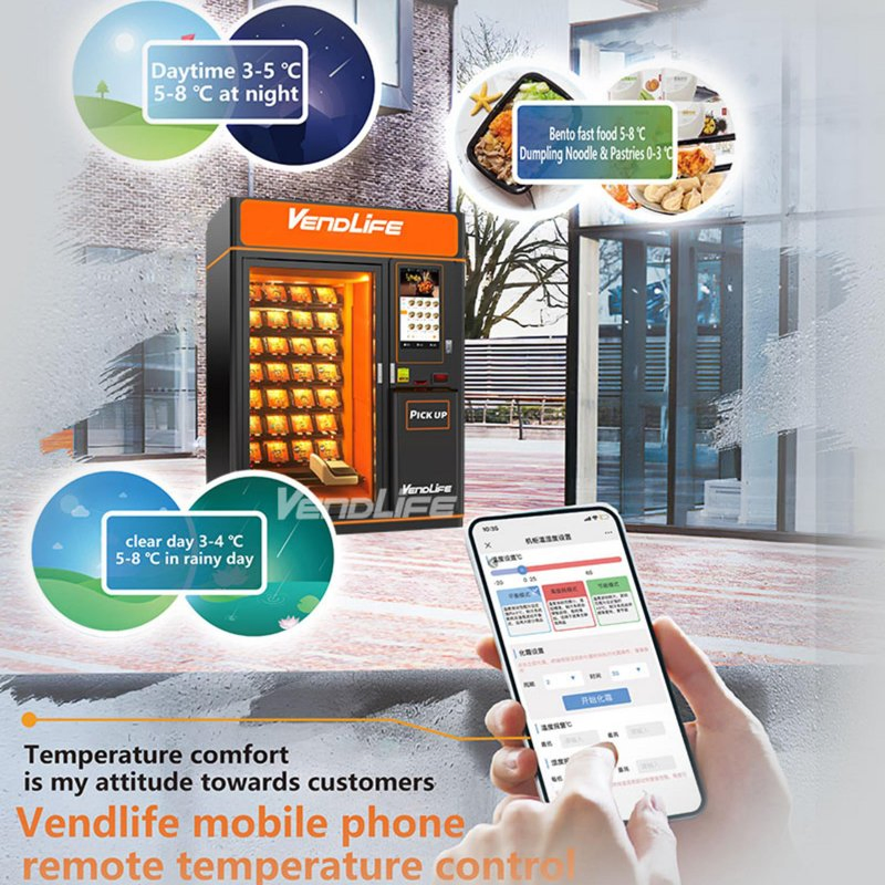 Factory Price Pizza Heated Fast Hot Food Vending Machine with Microwave Soup Touch Screen Maquina Expendedora Elevator Burger Vending Machine Fully Automatic