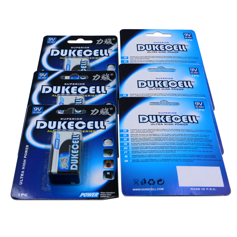 Батарейка 9V алкалиновая 950mAh DUKECELL