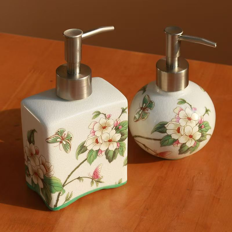 Handcrafted Hand-Painted Ceramic Bathroom Accessories Set