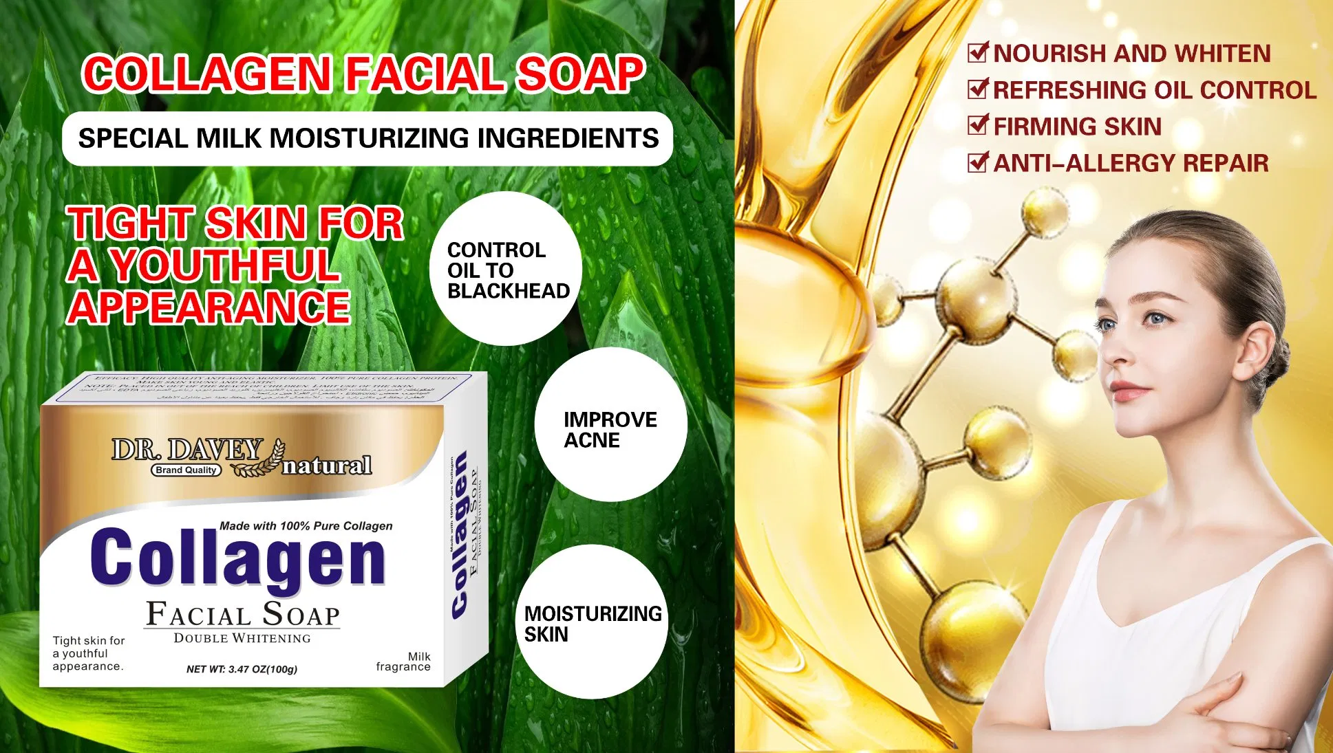 Dr. Davey Whiltening Smoothing Collagen Nourish and Nourish Skin Soap