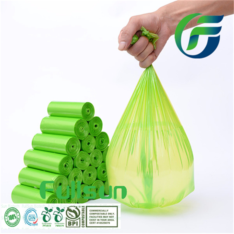 100% Biodegradable Plastic Shopping Bin/Can Compostable Drawstring Kitchen Garbage Trash Bag