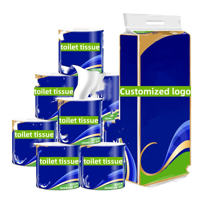Custom OEM Bamboo Pulp White 4ply Fragrance-Free Embossed Water-Soluble Disposable Ultra-Soft Baby Toilet Roll Paper