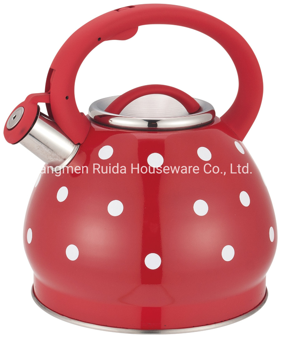 Kitchen Utensil 3.0 Liter Stainless Steel Whistling Kettle Tetera with Soft Touch Handles