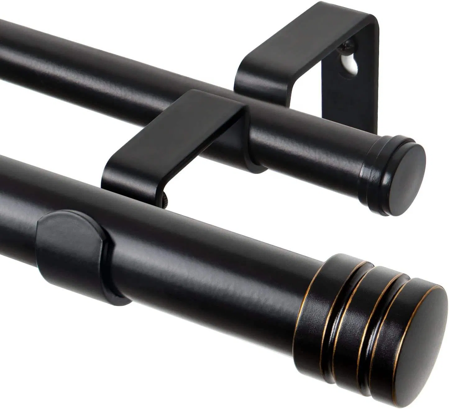 Adjustable Double Curtain Rod, Double Wood Curtain Rod for Windows