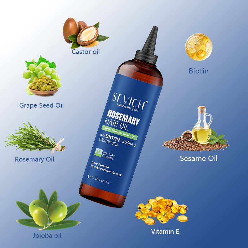 Factory Wholesale Natural Herbal Rosemary Biotin Hair Essential Oil 60ml Repair Hair Growth Serum Oil