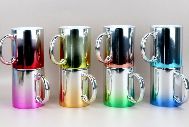 Кружка с термопереносом и логотипом, золото/серебро