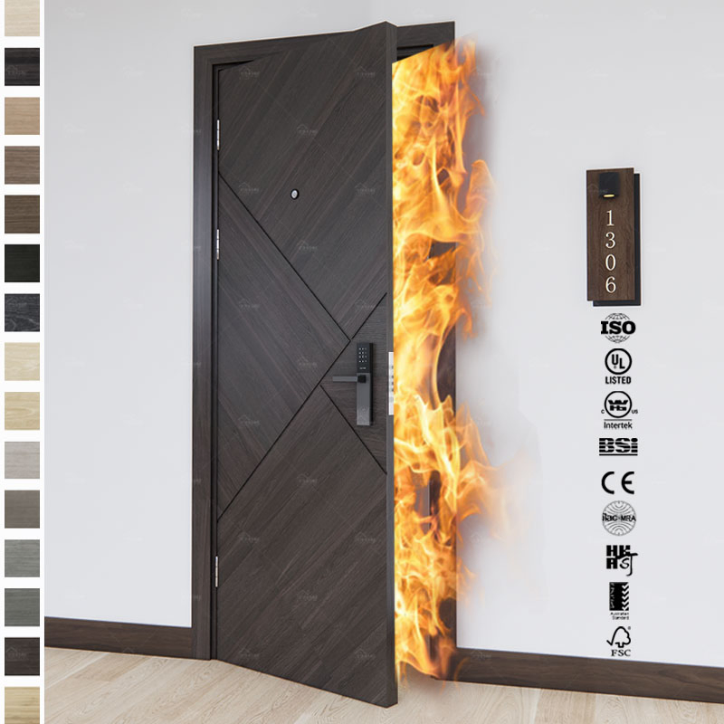European Hotel Engineering En BS CE Certified Fire Resistant Doors Prehung Fd30 Fire Door UK Hotel Room Interior Fire Rated Door