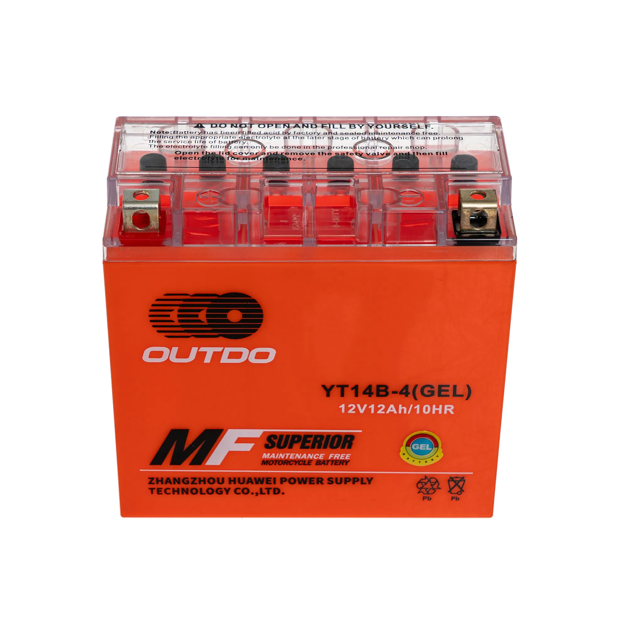 Outdoor 12V 12Ah YT14B-4 Valve Regulated Gel Maintenance-Free Motorcycle Battery