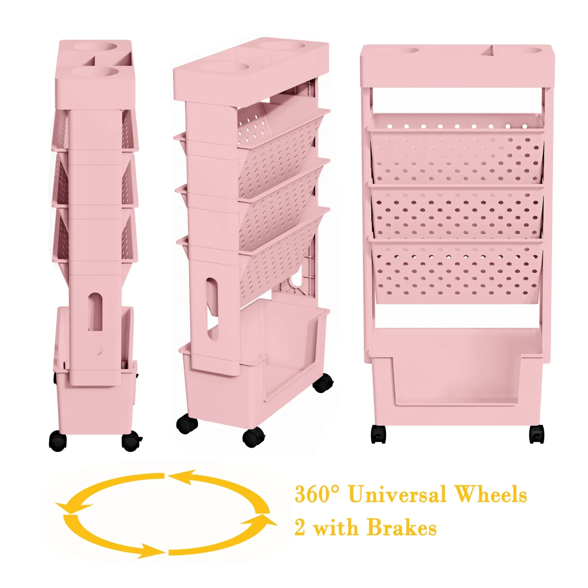 Передвижная пластиковая книжная полка на колесах для гостиной