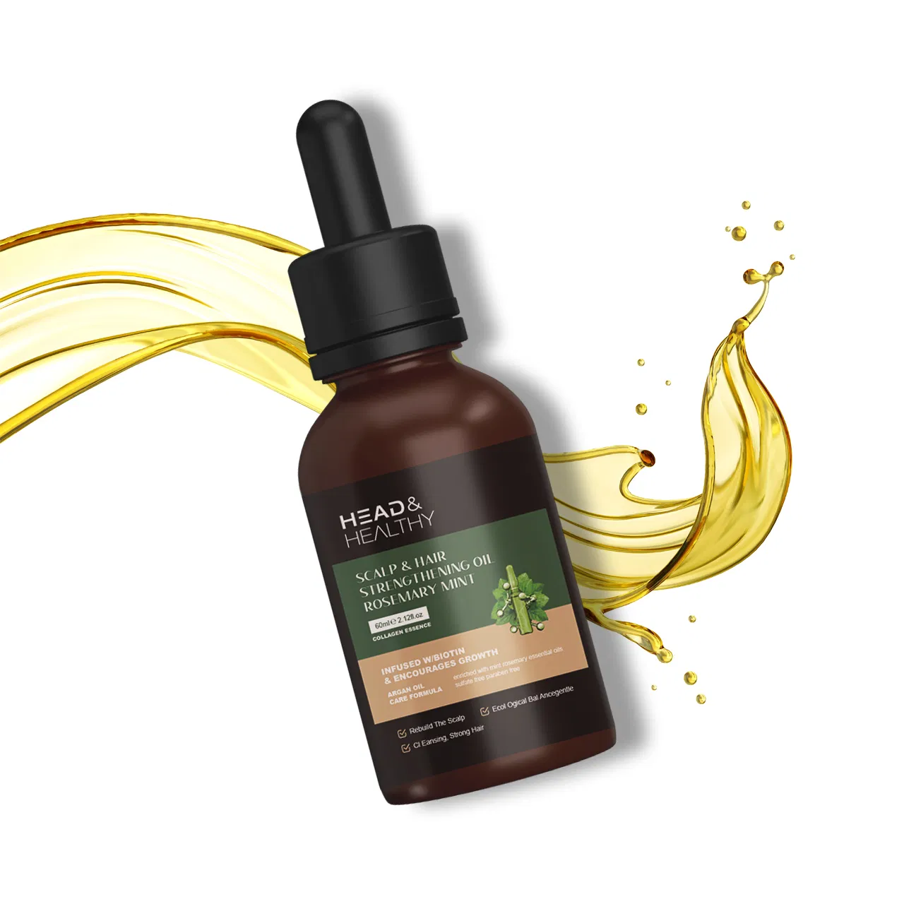 50ml Organic Honey-Rosemary Mint Scalp Oil: Refreshing, Daily & PRO Care