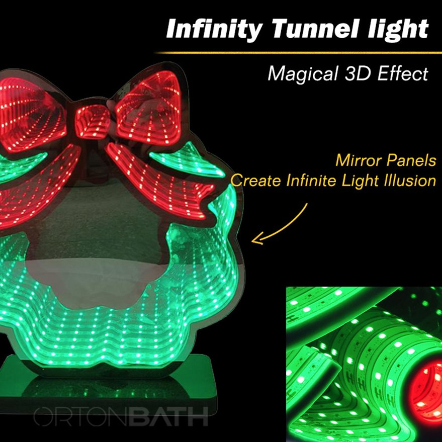 Ortonbath Infinite Mirrors Tunnel Light, LED Night Light 3D Mirrors Lights, LED Stars Night Light Tunnel Mirror Light Desktop Lamp Party Home Decor