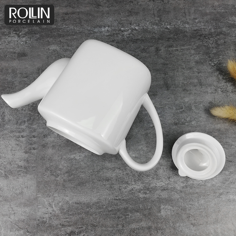 Square Shape Tea Pot Ceramic Pot for Restaurant