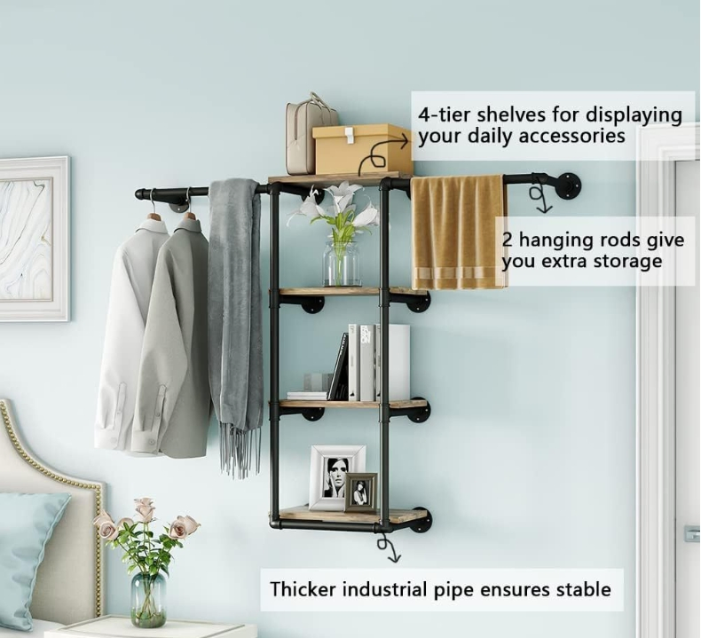 Cross-Border Iron Art Wall-Mounted Water Pipe Multi-Layer Storage and Finishing Storage Rack