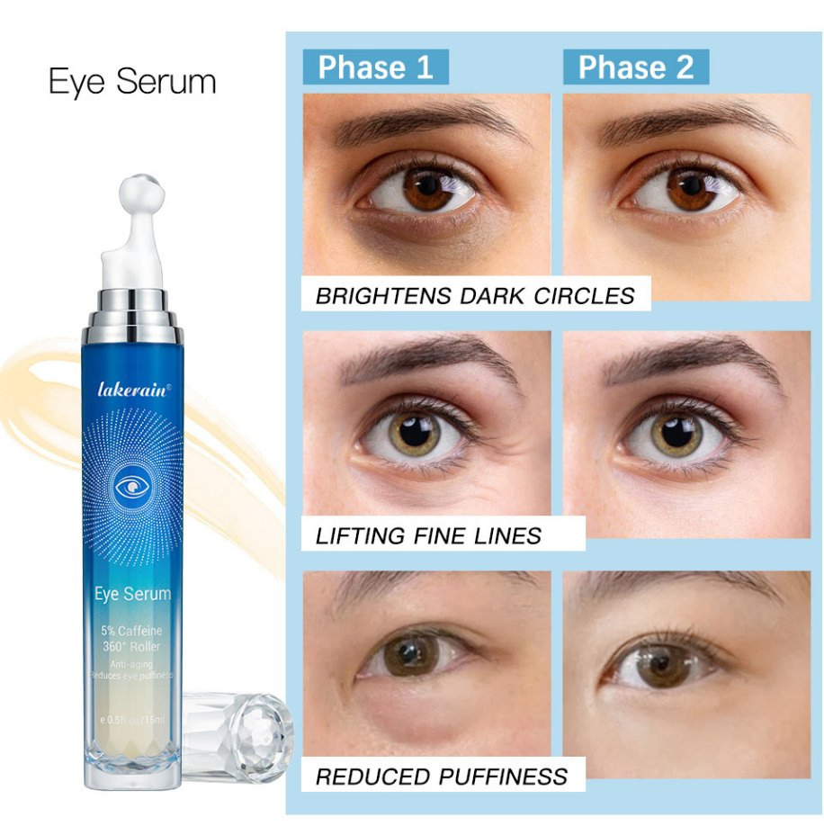 Online Wholesale and Retail Dark Circles Removal Anti Puffy Eye Serum 5% Caffeine Essence Wrinkle Reduce Cream Roll on Massage Eye Roller Serum