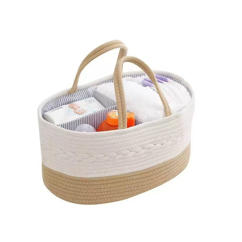 New Arrival Multi Function Casual Outdoor Travel Handmade 100% Cotton Rope Baby Changing Table Diaper Organizer Storage Basket