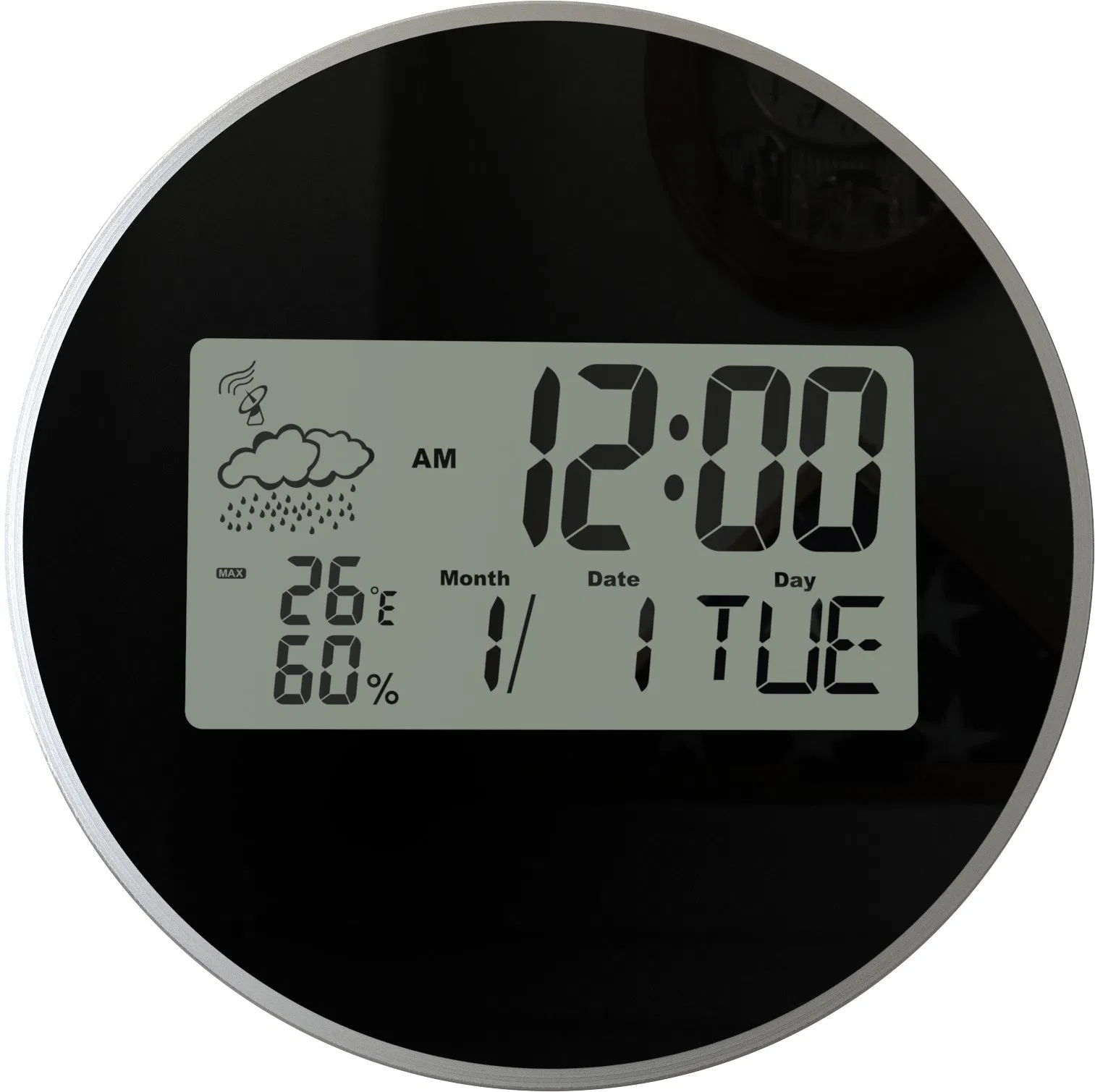 Modern LCD Wall Clock with Radio Controlled for Home Decor