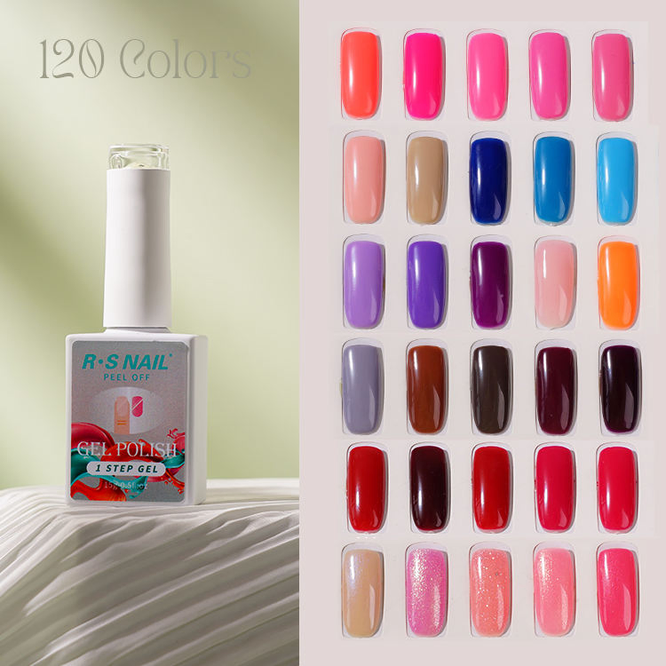 R S Nail Factory Supply R S Nail Peel off One Step Gel 120 Color Wholesale Nail Gel Polish OEM UV Gel Nail Builder Extension