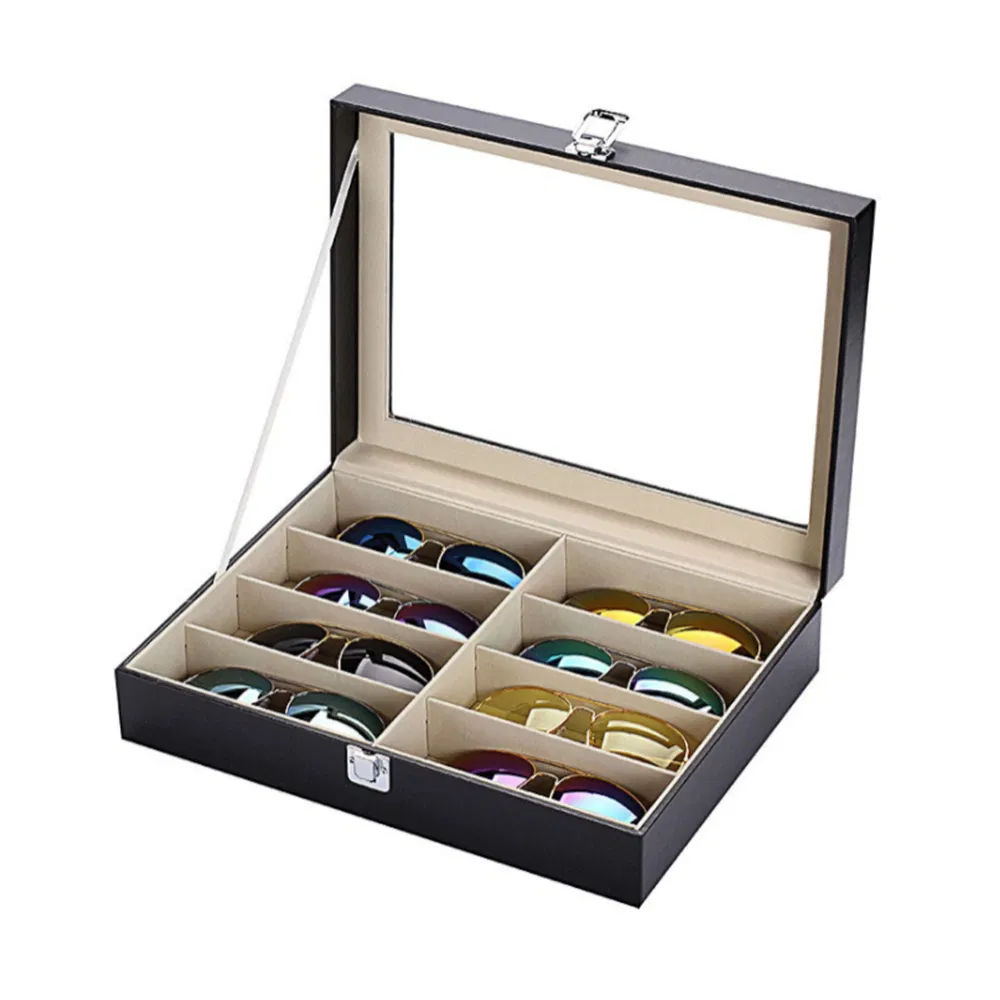 Decorative 8 Grids Multiple Eyeglass Eyewear Sunglasses Storage Display Box with Non-Woven Inside