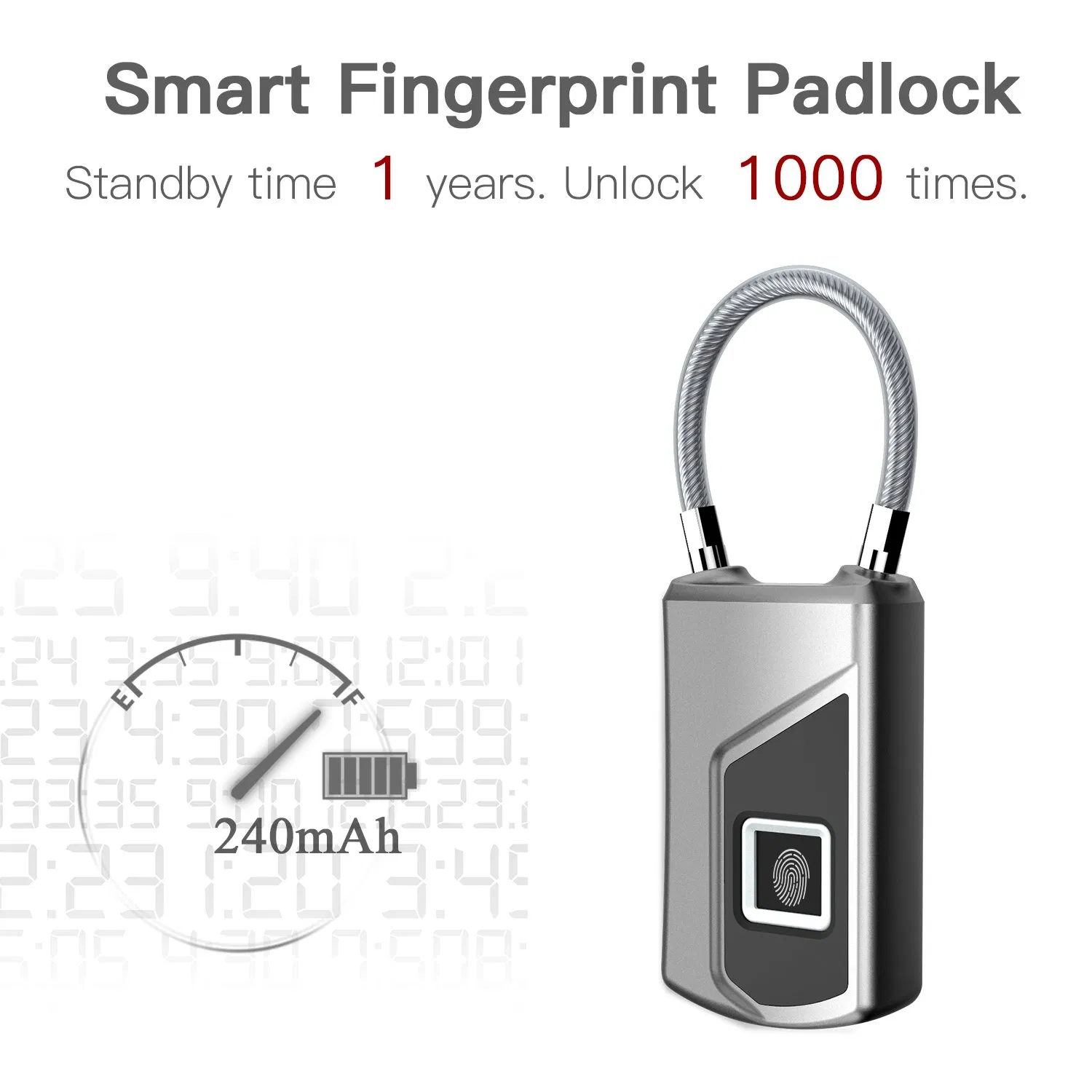 Fingerprints Lock USB Charging Waterproof Fingerprint Padlock for Bags Luggage