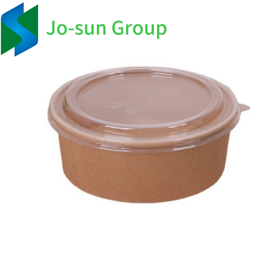 Jo-Sun Best Selling Brown Container Away Box Lid Take Way Kraft 6 8 12 Oz Waterproof Takeaway Round Paper Bowl