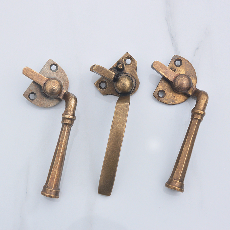 European Solid Brass Casement Fastener Window Hardware Ironmongery Handle Antique Bronze Old Barn Door Window Handle