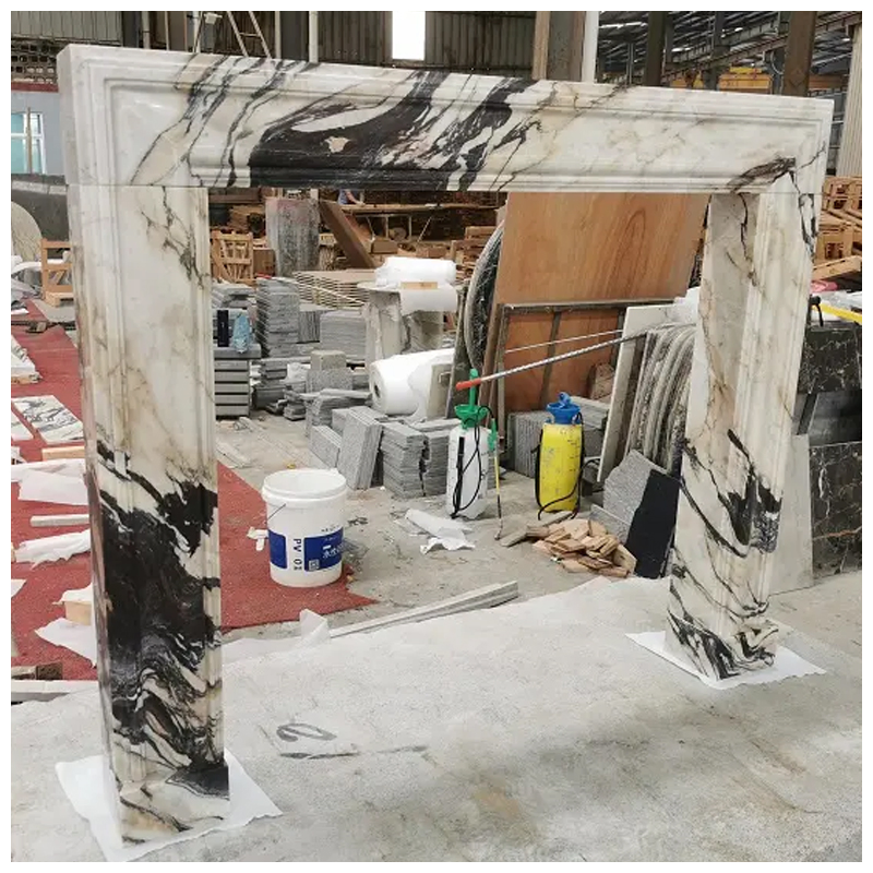 Modern Contemporary Calacatta Viola Marble Fireplace