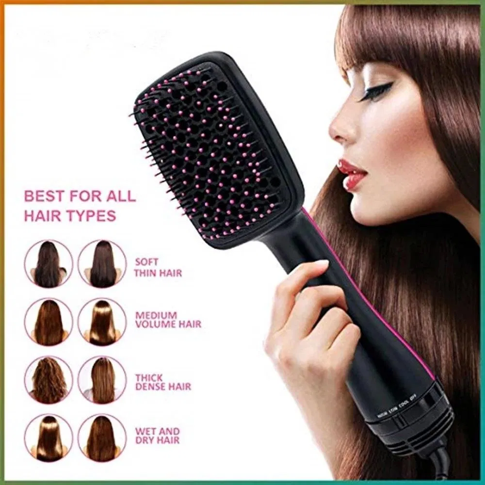 2-in-1 Square Styler - Wet/Dry Straightening & Curling Auto Hair Comb with Built-in Hair Dryer for Home Use