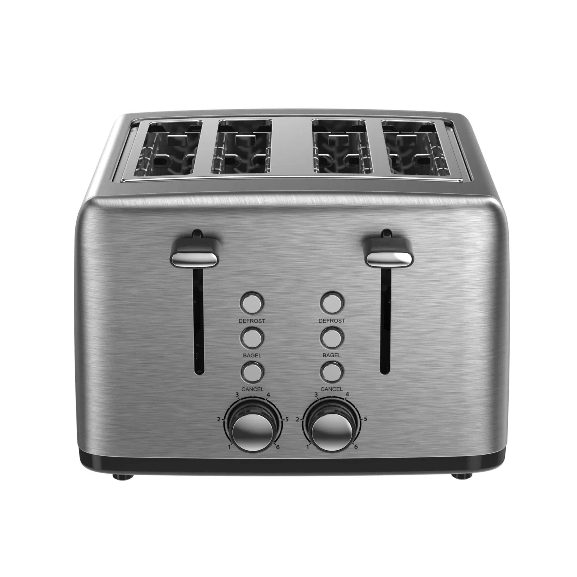 High-Power 1600W Stainless Steel 4-Slice Toaster for Perfect Toast