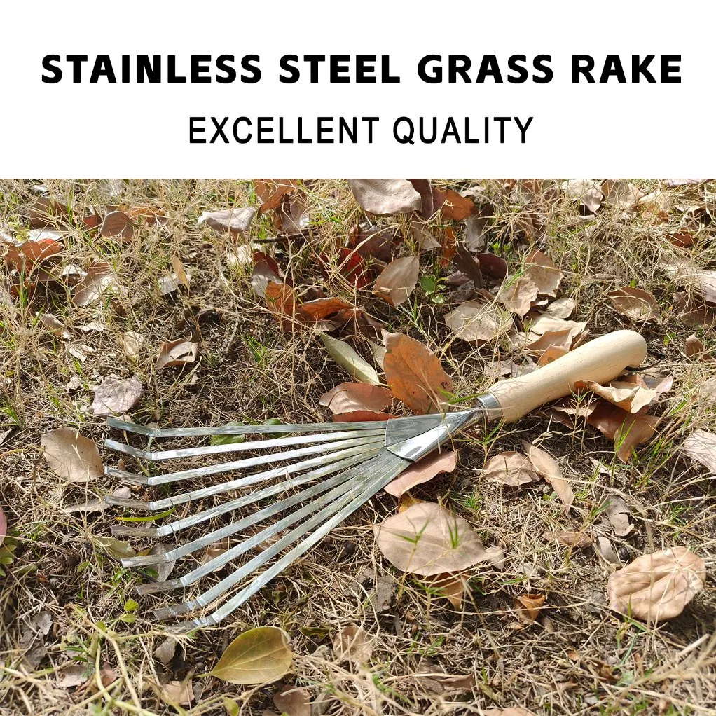 9-Teeth Rake Hand Cultivator Grass Rake Garden Cultivating Soil, Weeding, Leaves