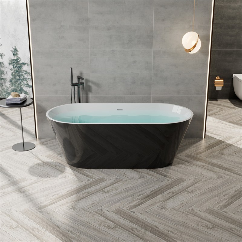 Белая акриловая ванна овальная, отдельностоящая