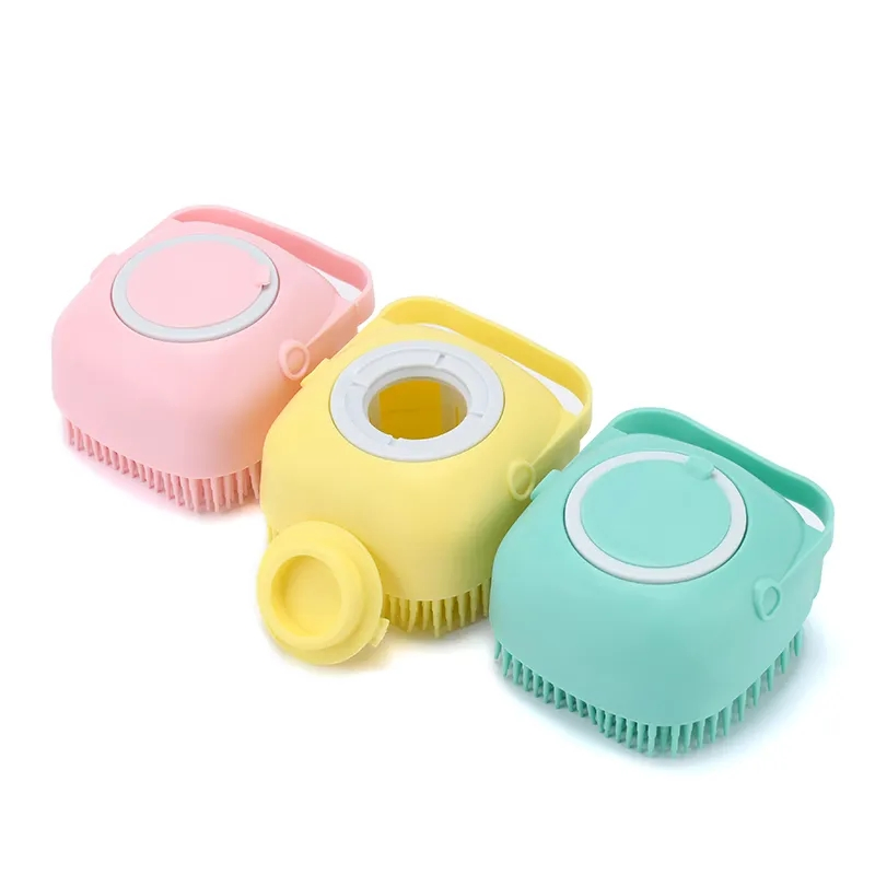 Eco Friendly Massage Scrubber Body Brush Shampoo Dispenser Silicone Bath Massage Soft Brush