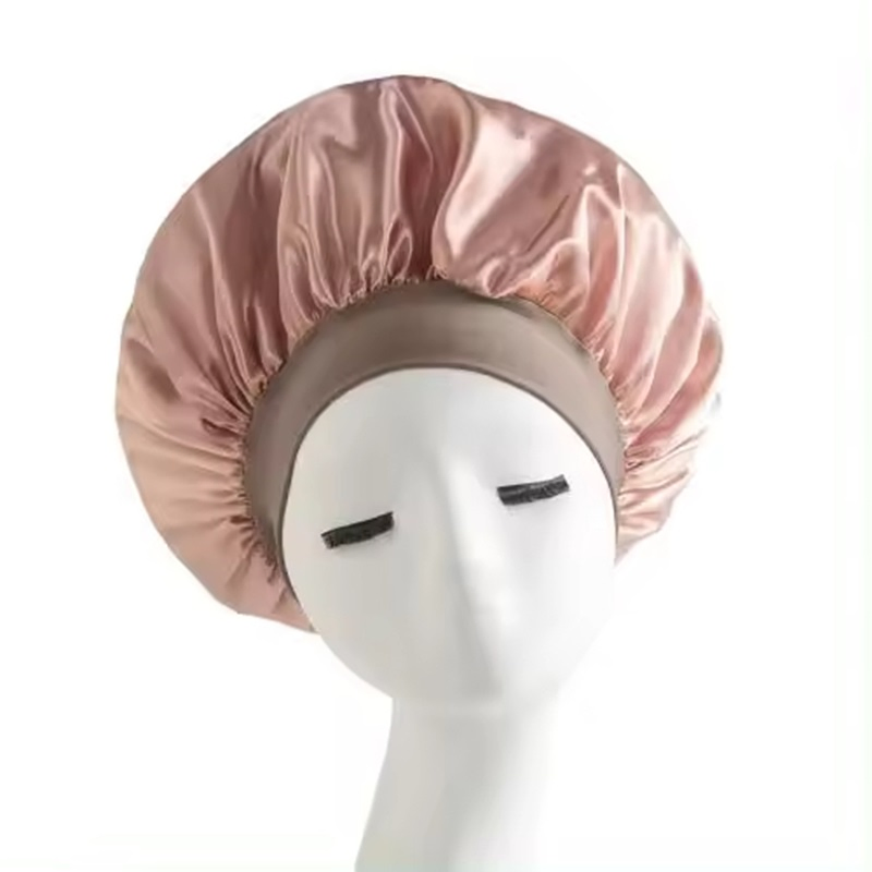 Hot Selling Simulated Silk Solid Color Bath Caplightweight Soft Elastic Shower Cap