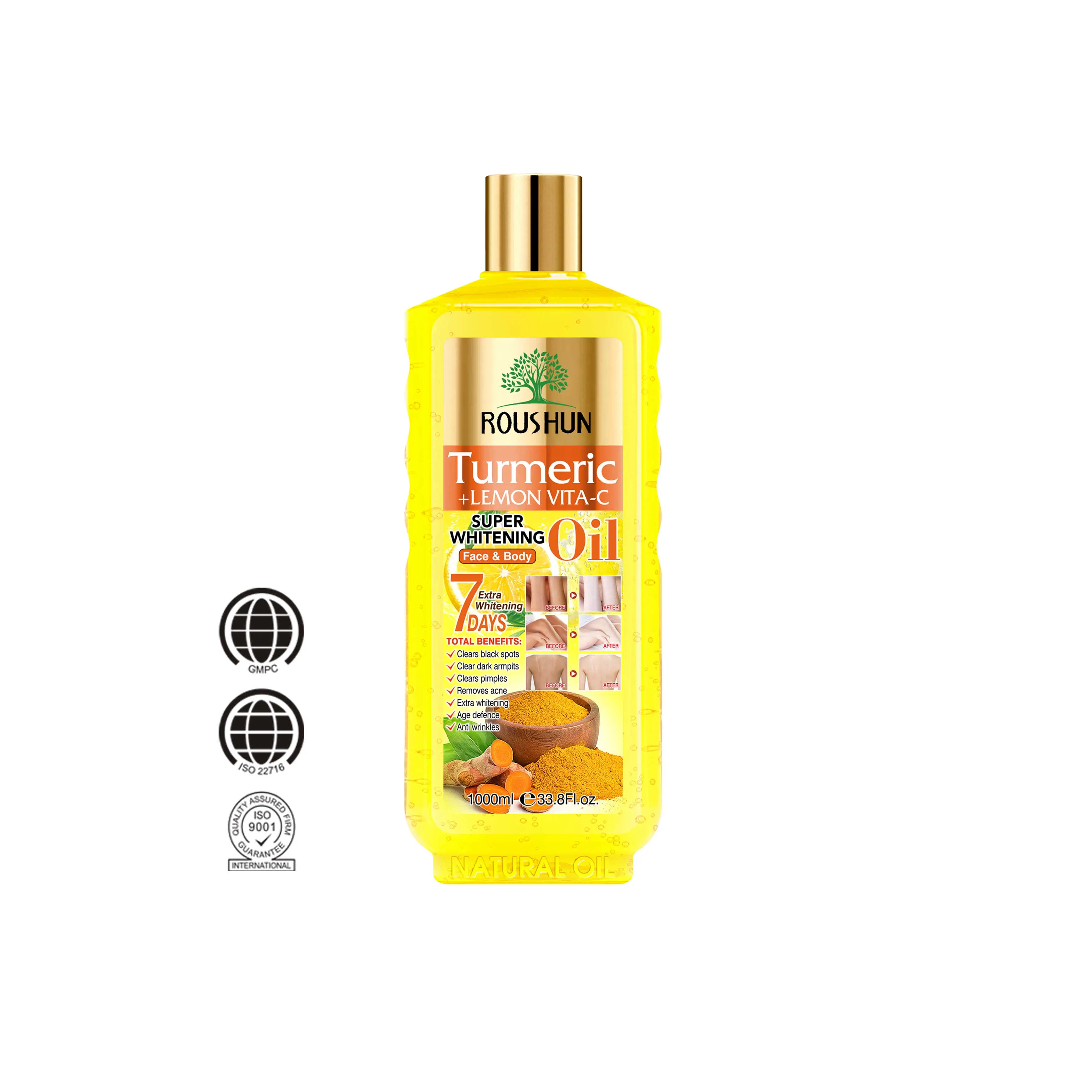 Roushun 7-Day Extra Whitening Face & Body Oil with Turmeric & Lemon1000ml