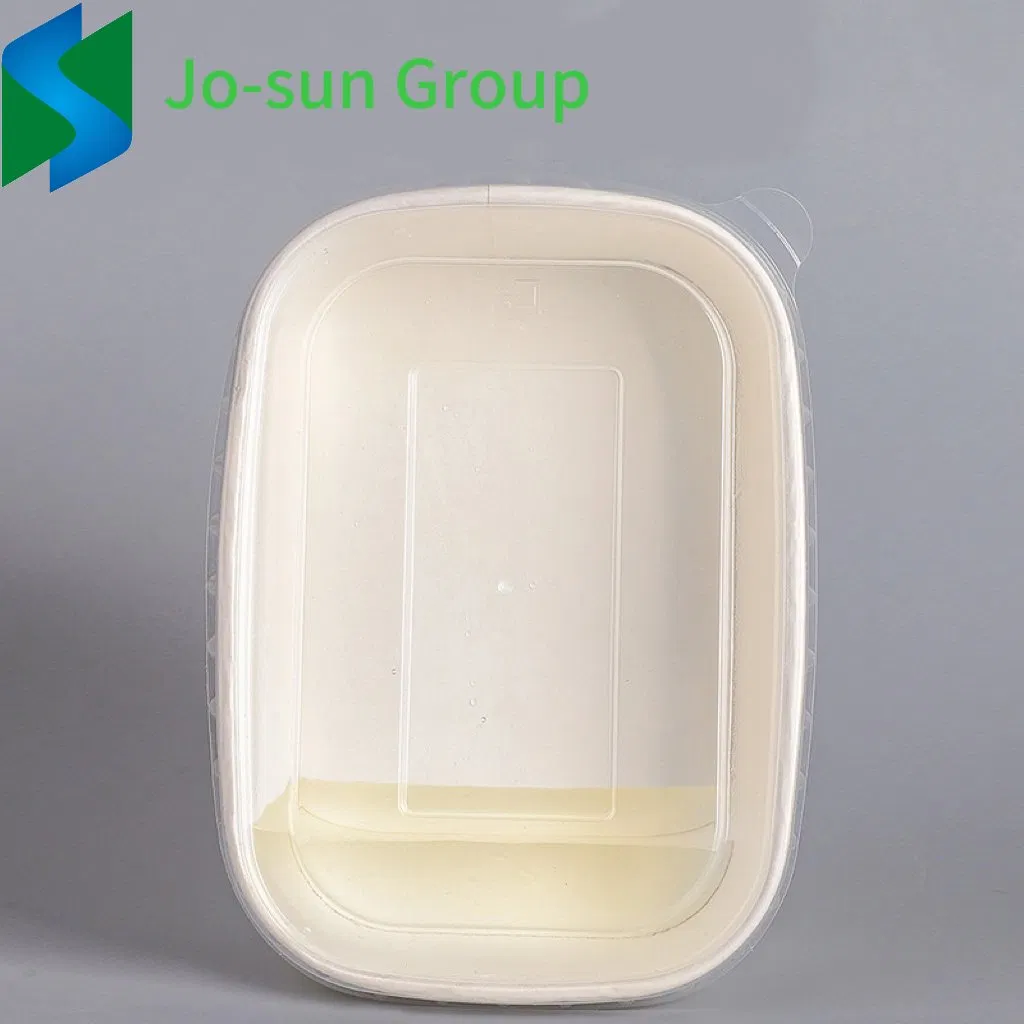 Jo-Sun Disposable Rectangular Brown White Kraft Paper Bowl with Lid Salad Bowl