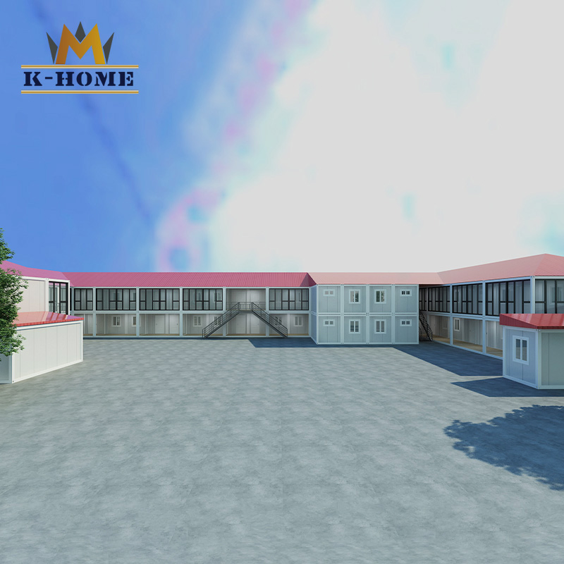 Quickly Installed Two-Story Prefab Container Hotel with Glass Curtain Wall