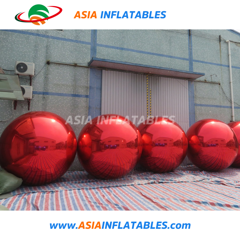 Inflatable Mirror Ball, Red Color Inflatable Advertising Mirror Ball