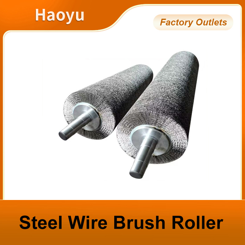 Steel Wire Roller Brush Wire Brush Roller for Polishing Industrial Wire Rust Removal Roller Brush Steel Wire Roller Brush with Shaft Wide Face Roller Brush